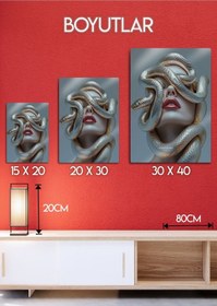 Resim Yılan Motifli Kadın - Metal Baskı Dekoratif Duvar Tablosu 