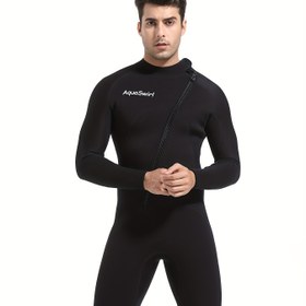 Resim Erkekler için 3mm Wetsuit uzun kollu ve pantolonlu | Yüzme için profesyonel termal surf kıyafeti | Yüksek esneklikte uyumlu dalış ekipmanı | Sıcak sular için sonbahar ve kış termal yüzme kıyafeti 