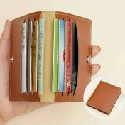 Resim Chuangyinshop Light Brown 8 Kartlık Kemerli Kadın Kartlık Minimalist Manyetik Korumalı Açık Kahverengi-1 