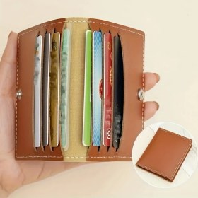 Resim Chuangyinshop Light Brown 8 Kartlık Kemerli Kadın Kartlık Minimalist Manyetik Korumalı Açık Kahverengi-1 