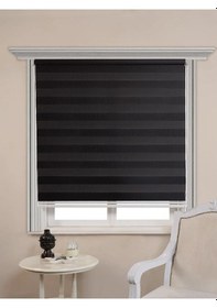 Resim Siyah Bambu Zebra Stor Güneşlik Perde Etek Dilimsiz Alüminmyumkasa Siyah 