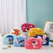 Resim Stitch Makyaj Çantası - Fermuarlı Büyük Kapasiteli Karikatür Peluş Seyahat Kozmetik Organizatörü, Hafif ve Elde Yıkanabilir, Pembe, Mavi, Beyaz, Siyah - Kadınlar İçin İdeal Hediye, Makyaj Seyahat Çantası, Oynak Tasarım, Yumuşak Dokulu 