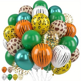 Resim 39 adet Jungle Safari Balon Seti - 30.48cm Hayvan Desenli ve 25.4cm Metalik Yeşil, Altın Konfeti Balonları Gençler için Şekerleme, Doğum Günleri, Gelin Bayramları için Güç Gerektirmez, Parti Süsleri|Jungle Temalı|Dayanıklı Dekor 