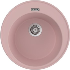 Resim Polex Cristalüx Granit Evye P-06 Pembe Tezgah Altı Ve Tezgah Üstü Oval Mutfak Evyesi 51.5x51.5 CM 