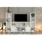 Resim Nettrends Rafli Kitaplikli Tv Ünitesi Beyaz 197 Cm Tvt-1096-ç 