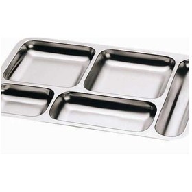 Resim Paslanmaz Çelik Tabldot 5 Bölmeli Yemek Servis Tabağı (10 Adet) 