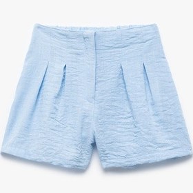 Resim Koton Pile Detaylı Beli Lastikli Dokulu Mini Şort Mavi 5skg40171aw Mavi 