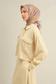 Resim Armine Klasik Desenli Saf İpek Twill Eşarp 9319d 82 Pembe 