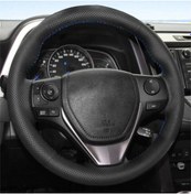 Resim Direksiyon Kılıfı Deri Dikişli Yumuşak Kokusuz Dikmeli Düz - Mavi 