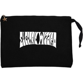 Resim Electric Wizard Text Siyah Clutch Astarlı Cüzdan / El Çantası - Siyah 