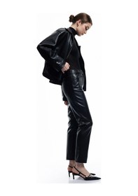 Resim Koton Normal Bel Slim Fit Cepli Suni Deri Pantolon Siyah 6wak40014pw Siyah 