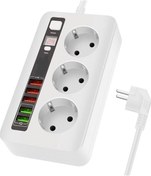 Resim 4.2a Usb'li Akıllı 3'lü Priz Zaman Ayarlı 5 Usb 2 Metre Uzatma 