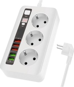 Resim 4.2a Usb'li Akıllı 3'lü Priz Zaman Ayarlı 5 Usb 2 Metre Uzatma 
