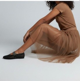 Resim Ne&ve Shoes Siyah Transparan File İki Tokalı Kapsül Detaylı Kadın Yuvarlak Burun Babet 