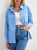 Resim Aruu Mode Kadife Oversize Büyük Beden Gömlek 195925840 Açık Mavi 