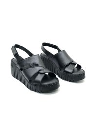 Resim Venüs Morgen Hakiki Deri Comfort Ortopedik Kadın Sandalet Siyah 