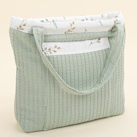 Resim Bebek Bakım Çantası - Mint Örgü - Yapraklar 