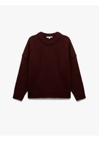 Resim Koton Uzun Kollu Bisiklet Yaka Triko Oversize Kazak Bordo 6wak90177ht Bordo 