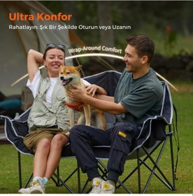 Resim Kingcamp Loveseat Plus Xxl Çift Kişilik Katlanır Kamp Sandalyesi B.grey Siyah - Gri 