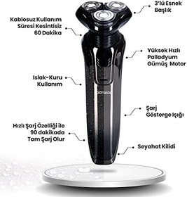 Resim GoldMaster Loft 2İn1 Esnek Oynar Başlıklı 3 Yönlü Ipx7 Islak&Kuru Şarjlı Traş Makinesi 