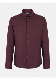 Resim Classics Men Plus Barkod Uzun Kol Slim Fit Erkek Esnek Gömlek - 7681 Bordo 