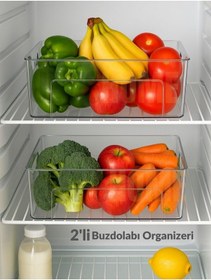 Resim Jet's Home 2'li Buzdolabı İçi Düzenleyici Saklama Organizeri Bpa Free Düzenleyici Darbeye Dayanıklı 29x20x9 Cm Şeffaf 