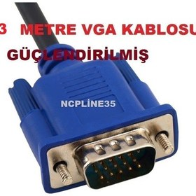 Resim 3 Mt Vga Kablo Görübtü Kablosu Çift Filtreli Kalin 