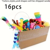 Resim 16 Parça/32 Parça Kedi Oyuncağı Seti - Karışık Renklerde, Stillerde ve Boyutlarda Peluş, Plastik & Yapay Tüyli Kombinasyon 
