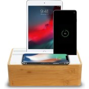 Resim Alldock Wireless Kablosuz Şarj Standı - Bambu / Beyaz 