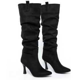 Resim Ventes Bilek Büzgülü İnce Topuklu Kadın Çizme 5038511-z Siyah Süet 