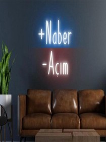 Resim +naber -açım Yazılı Neon Tabela Mavi 