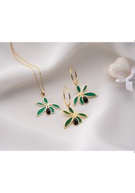 Resim 925 Ayar Papatya Silver Zeytin Kolye Küpe Set.onix Taşlı Zeytin Set.doğum Taşlı Zeytin Set.rose.gold.rodaj Gümüş 