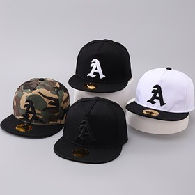 Resim 1 Adet Unisex Sokak Giyimi Snapback Kap - Cesur Harf A Nakışlı, Erkekler & Kadınlar için Ayarlanabilir Hip-Hop Beyzbol Şapkası, 3 Renk (Siyah/Beyaz/Kamuflaj), İlkbahar & Sonbahar Seyahat, Plaj, Partiler, Şapka 
