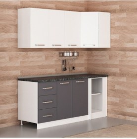 Resim Minar 190cm Köşe Mutfak Dolabı - Beyaz/antrasit K190-a2 
