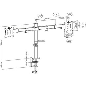 Resim Digitus DA-90400 17"-32" 2x8 KG (Maks.) Sıkıştırmalı İkili Monitör Tutucu Siyah 