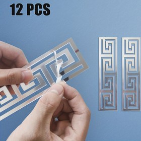 Resim 12 adet Akrilik Şerit Dekoratif Duvar Çıkartmaları, Bel Dizileri için Uygun, Yatak Odası, Oturma Odası, Mutfak ve TV Arka Plan Ayna Çıkartmaları için Uygun. 