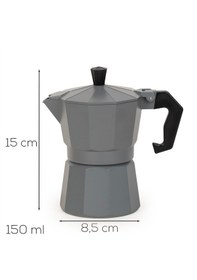 Resim Porsima Mnb05742-2 Ocaküstü Moka Pot 3 Fincanlık Alüminyum Kahve Espresso Cezvesi Antrasit 150ml 