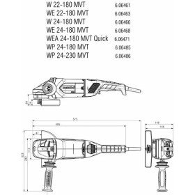 Resim Metabo W 22-180 Mvt Büyük Taşlama 2200 W 180 mm 