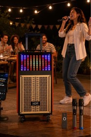 Resim Torima NDR-108R Kablosuz Mikrofonlu Uzaktan Kumandalı RGB Bluetooth Hoparlör 