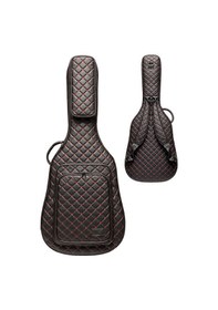 Resim Siyah Profesyonel Gigbag Klasik Gitar Kılıfı-çantası-kırmızı Kapitoneli Suni Deri 