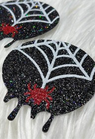 Resim Bikini Mayokini Dünyası Örümcek Ağı Göğüs Sticker - Siyah 