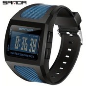 Resim Sunshine022 Spor Alarmlı Su Geçirmez Led Kadranlı Sanda Siyah Mavi Digital Unisex Kol Saati Diğer 