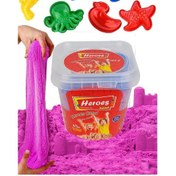 Resim Mor Kinetik Kum 500 Gr Ve Oyun Kalıbı 6 Lı 1 Paket Kurumaz Kinetik Oyun Kumu Doğal Kinetik Kum 