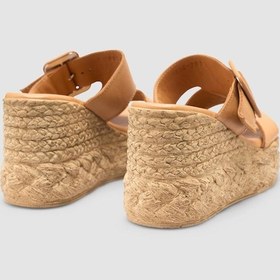 Resim %100 Hakiki Deri Taba Dolgu Topuk Kadın Terlik Fındık 