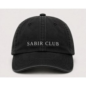 Resim "sabır Club" Sokak Stili Nakışlı Vintage Yıkamalı Beyzbol Şapkası 