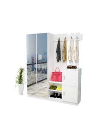 Resim Robinhome Robin Home Aynalı Raflı Vestiyer Portmanto Ayakkabılık Beyaz No 8 