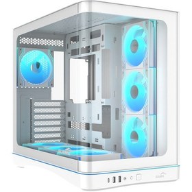 Resim Sama V62wh White, G1000wh 1000w, 80+ Gold, Full Modüler, Pcıe 5.1, Atx3.1, Tempered Glass Panel, Panoramic Tasarım, Type-c, 7x120mm Argb Infınıty Fan, Atx, Gamıng Kasa 