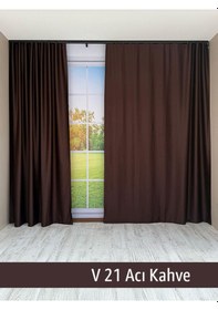 Resim Donatti Acı Kahverengi Star Blackout Pilesiz Tek Kanat Fon Perde Acı Kahverengi 
