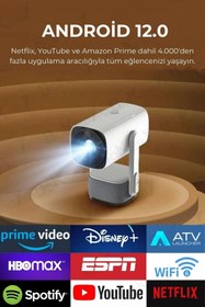 Resim Wearfit Pro K2 Şarjlı Projeksiyon Cihazı Android Bluetoothlu Ev Sineması 