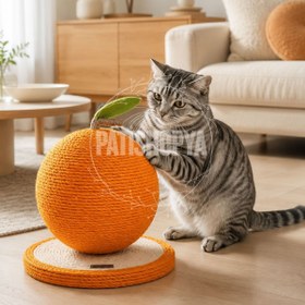Resim PATİSHOPYA Kedi Tırmalama Portakal Model Hasır Kedi Tırmalama Oyuncağı 27x18 Cm Sabit Tabanlı Dekoratif Kedi Oyuncağı 